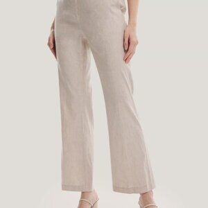 Gentle Herd Women's Straight-Leg Linen Ankle Trouser - Light Beige